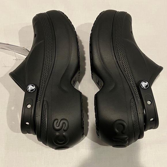 NWT CROCS Black Platform Shoes Bella Clogs size womens 6 - Picture 9 of 11